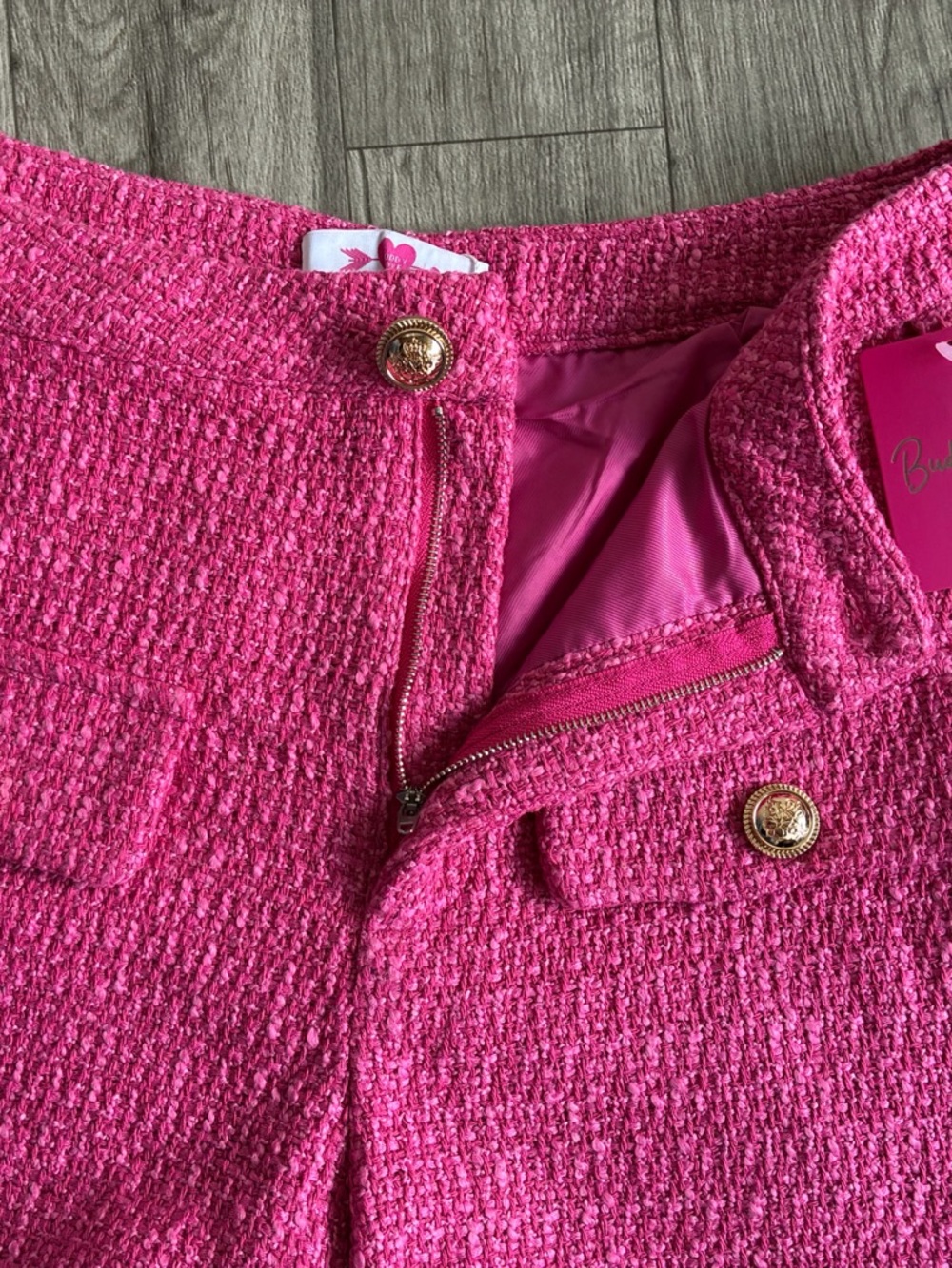 Buddy Love Hot Pink Tweed High-Waist Pocket Shorts - Picture 14 of 16